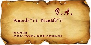 Vasvári Aladár névjegykártya